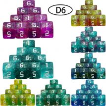 D6 Colori misti Dadi poliedrici Dadi glitter colorati acrilici a 6 facce per giochi di ruolo Insegnamento della matematica Giocare a giochi da tavolo