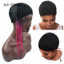 Schwarze Cornrows-Strumpfkappe mit 2 Kämmen, unsichtbares elastisches Haarnetz, gehäkeltes geflochtenes Weben für Perückenherstellungswerkzeuge