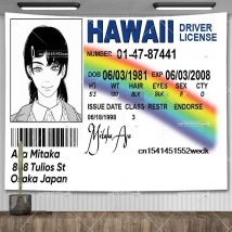 Asa Mitaka ID Flagge Hawaii Führerschein Wandbehang Wandteppich lustige Anime Wandteppiche ästhetische Raum dekoration Kunst Poster