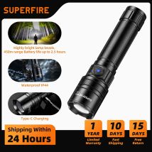 SUPERFIRE Y26 15 W Power-LED-Taschenlampe, leistungsstarke Zoom-Taschenlampe, 600 m Reichweite, tragbare Laterne, langlebige wiederaufladbare Campinglampe