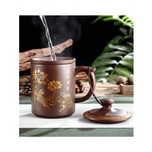 Yixing-Men's Large Capacity Purple Sand Tea Cup with Cover, Tea Set, Office, Ceramic, Household, Personal Water Cup, Handmade