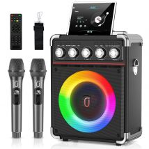 FanFun Microfoni con altoparlante portatile Macchina per karaoke con sistema PA di illuminazione DJ per adulti che cantano a casa