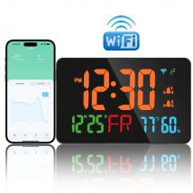 Tuya Wifi Smart Life Intelligentes Thermometer Hygrometer Desktop-Uhr Kalender automatische