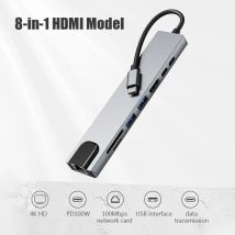 USB C Hub 8 In 1 Typ C auf 4K HDMI Adapter mit RJ45 SD/TF Kartenleser PD Schnellladung für MacBook Notebook Laptop Computer