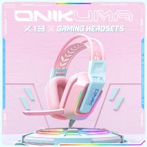 ONIKUMA Cuffie da gioco professionali con illuminazione dinamica RGB Cuffie over-ear cablate con microfono con cancellazione del rumore per PC