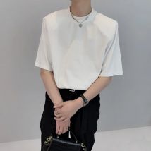 Sommer Kurzarm T-shirt Männer Mode Lässig Schulter Pad T-shirt Männer Streetwear Koreanische Lose Rundhals T Shirt Herren Top M-2XL