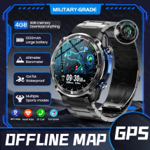 Military Men Built in GPS Smart Watch 4GB Offline Map 10ATM Waterproof HD Bluetooth Call 1000mAh Battery Adult Outdoor Smartwatc