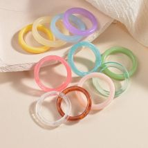 Set di anelli acrilici in resina trasparente colorata coreana per le donne Gioielli da sposa con anello rotondo sottile geometrico alla moda