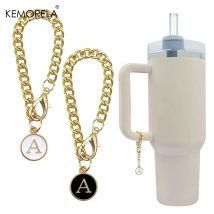 2 Stück 26 Buchstaben a bis z Charm Goldkette Zubehör für Eis becher 20 30 40 oz Glas becher mit Griffen