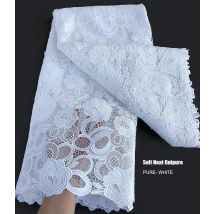 5 yards Pure White Soft African Guipure Lace High Quality Plain Black Couple Cord Lace Cupion Fabric for Ladies Gentlemen Dress