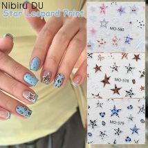 DIY 3D Stern Leopard Print holographische selbstklebende Nail Art Aufkleber Sliders Abziehbilder Maniküre Design Dekorationen Zubehör