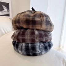 Frauen Baskenmützen Herbst Winter mütze trend ige karierte Baskenmütze halten warm Vintage Zeitungs jungen Mütze weibliche Mützen