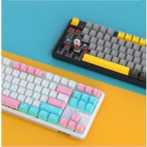Teclado mecánico AJAZZ K870T PRO, teclado inalámbrico Bluetooth RGB para juegos de oficina de tres