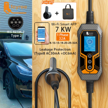 feyree Caricatore portatile EV Type2 32A 7kW EVSE Wi-Fi APP Controllo Corrente regolabile Temporizzazione intelligente Ricarica per uso domestico e esterno