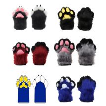 Wolf Hund Füchse Pfote Kralle Handschuhe Kostüm Zubehör Cosplays Tier Pelzigen Plüsch Vollfinger Fäustlinge Fursuit für