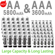 Neue 1.5V AA 5800mAh+AAA 3600mAh Wiederaufladbare Lithium-Batterien Schnelles Aufladen Li-Ion Akku 2000 Zyklen mit kostenlosen USB-C Kabeln