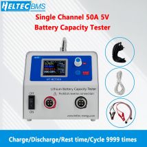 Tester di capacità batteria a canale singolo Heltec 50A 5V 4C con carico elettronico per test di capacità e bilanciamento batterie Li-ion LiFePo4