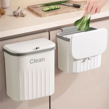 Cubo de basura colgante de 8,5/12L para puerta de armario de cocina, cesta de basura de reciclaje montada en la pared con tapa, accesorios de baño y cocina