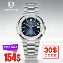 Zegarek Watchdives WD00013 z mechanizmem kwarcowym Swiss Ronda 714, najwyższej jakości wykończenie szczotkowane, koperta ze stali 316L, powłoka antyrefleksyjna, tarcza Super Luminova BGW9.