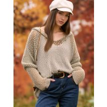 New Loose Hollow Out Knitted Hoodie Sweater Spring/Summer Casual Women Fashion Cover Up Solid Color Thin Top Street Clothing