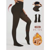 1Pair  Women Fleece Lined Tights-Fake Translucent Leggings High Waist Pantyhose Sheer Thick Warm Tights For Women