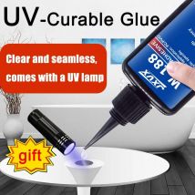 LOOLIFL 50 g Nuovo adesivo epossidico UV ad alta resistenza W-188, adatto per lavori fai da te, incollaggio e saldatura di vetro, metallo, ceramica e materiali ABS. Include lampada UV, 1-3 pezzi.