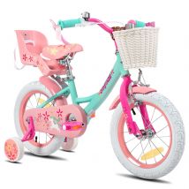 Bici per ragazze JOYSTAR per bambini di 2-9 anni, 12 14 16 bici per bambini da 18 pollici con ruote da allenamento, stelle filanti, cestino e seggiolino per bambole