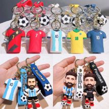 Football Jersey 2024 Keychain Cartoon Figures Soccer Birthday Party Supplies Toy Key Ring Messii Souvenir for Men Cup 2026 Ball