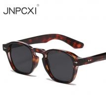 JNPCXI Retro Rivets Men Square Sunglasses Fashion Blue Green Trending Shades UV400 Women Clear Frame