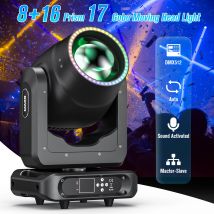 U'King 200W Fascio di luce a testa mobile DMX512 Luce da palco RGB Striscia luminosa a LED 8 + 16 prismi Effetto arcobaleno per DJ Disco Concerto Festa