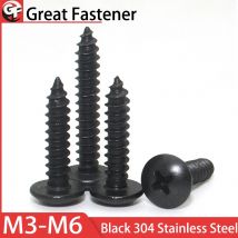 5 ~ 25 Stück langlebige 304 Edelstahl M3 M3,5 M4 M5 M6 Kreuzschlitz-Einbauschraube mit großem, rundem Pilzkopf, selbstschneidende Holzschraube
