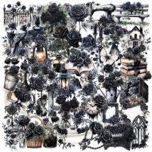 50PCS Black Rose Dark Serie Cartoon Aufkleber DIY Dekoration PVC Wasserdicht Skateboard Notebook Graffiti Spielzeug