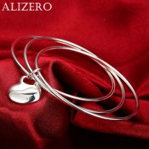 Popular brands three circles 6.5cm heart bangle 925 Sterling Silver Bracelets for Women Fashion Party Couple gifts Jewelry