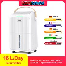 Deshumidificador 16 L/Día, Deshumidificador Eléctrico con Manguera De Drenaje 1,2 m, Deshumidificador De Ambiente con Pantalla LED