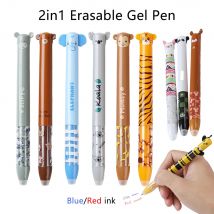 6/12 Pz/set 2 in 1 Creativo Animali Del Fumetto Penna Gel Cancellabile Leone Panda 0.5mm Penna Gel per la Scrittura Materiale Scolastico All'ingrosso