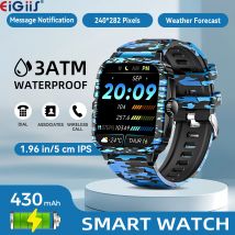 EIGIIS reloj inteligente 3ATM impermeable hombres 1,96 "KT71 rastreador de ejercicios ritmo cardíaco Bluetooth llamada camuflaje Color diseño Original