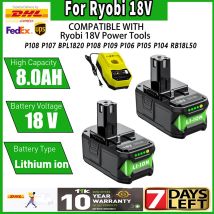 Bonadget 8000 mAh für Ryobi P108 18 V Akku Ersatz-Lithium-Akku für P108 P102 P103 P104 P105 P109 ONE+ Akku-Werkzeug