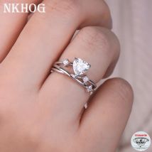 NKHOG 1ct Herz Cut Voller Moissanit Ring Für Frauen S925 Silber Jahrestag Verlobung Braut Hochzeit Ehe Ringe Geschenke Schmuck