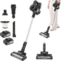 BRIEFNESS 3-in-1-Akku-Staubsauger (Handstab/Auto) mit LED – 60 Minuten Laufzeit – Tierhaare/Teppich/Hartholz mit Li-Ionen-Akku