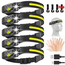 Latarka czołowa LED z czujnikiem USB, ładowana przez USB, latarka czołowa COB, latarka czołowa, wodoodporna latarka czołowa do wędkowania, latarnia kempingowa