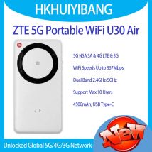 Unlocked ZTE 5G Portable WiFi U30 Air 2x2 MIMO 4500mAh Dual Band NFC Pocket MiFi 5G 4G LTE Mobile WiFi Router With Sim Card Slot