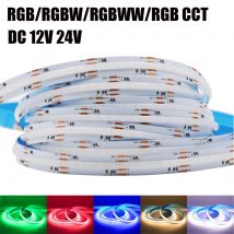 RGB RGBW RGBWW RGBCCT COB LED Strip 12V 24V 840 784LED/M Flessibile ad alta luminosità Dotless Led Nastro Diodo Nastro flessibile