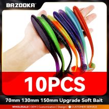Bazooka 10PCS 70mm 90mm 100mm 150mm Shad Worm Fishing Lure Soft Silicone T Tail Easy Shiner Bait Swimbait Pesca Pike Bass Winter