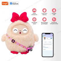 Simpatico peluche Kiki-AI con voce intelligente e occhi LED, compagno interattivo prontoRicaricabile E-Pet apri la vita divertente con l'app Tuya-Rosa