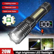 Superhelle LED + COB-Taschenlampe, USB wiederaufladbar, 5 Modi, 10000 lm, LED-Taschenlampen, integrierte batteriebetriebene wasserdichte Taschenlampe