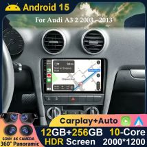 9 "Android 15 para Audi A3 2 8P 2003 - 2013 S3 2 2006 - 2012 RS3 1 2011 2012 reproductor de Radio de coche navegación inalámbrica Carplay + Auto