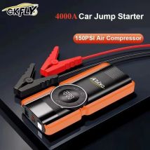 GKFLY 4000A Avviatore di emergenza per auto Pompa 4 in 1 Compressore d'aria Dispositivo di avviamento di emergenza 59,2 Wh Ban di potere kGonfiatore digitale per pneumatici 150PSI