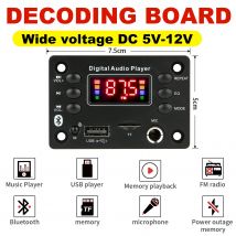 DC 12V Bluetooth 5.0 MP3 WMA WAV APE Scheda di decodifica Microfono audio per auto vivavoce USB TF Radio FM Lettore musicale Mp3 Altoparlante