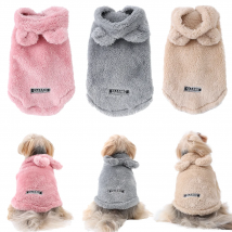 Fleece-Haustier-Kapuzenpullover für kleine und mittelgroße Hunde und Katzen, weicher, warmer Haustier-Pullover für den Winter, niedliche Kaninchenohr-Welpen-Kätzchen-Chihuahua-Kleidung