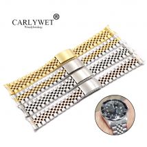 CARLYWET 19 20 22mm Zwei Ton Gold Hohl Gebogene Ende Feste Schraube Links Ersatz Uhr Band Strap Alten Stil jubilee Armband